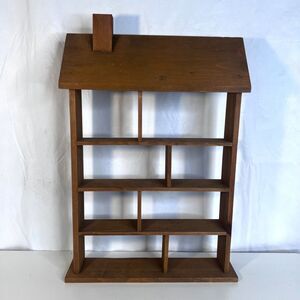 Vintage 1960s Wood Trinket Shelf House Shaped Wooden Knick Knack Smalls Display